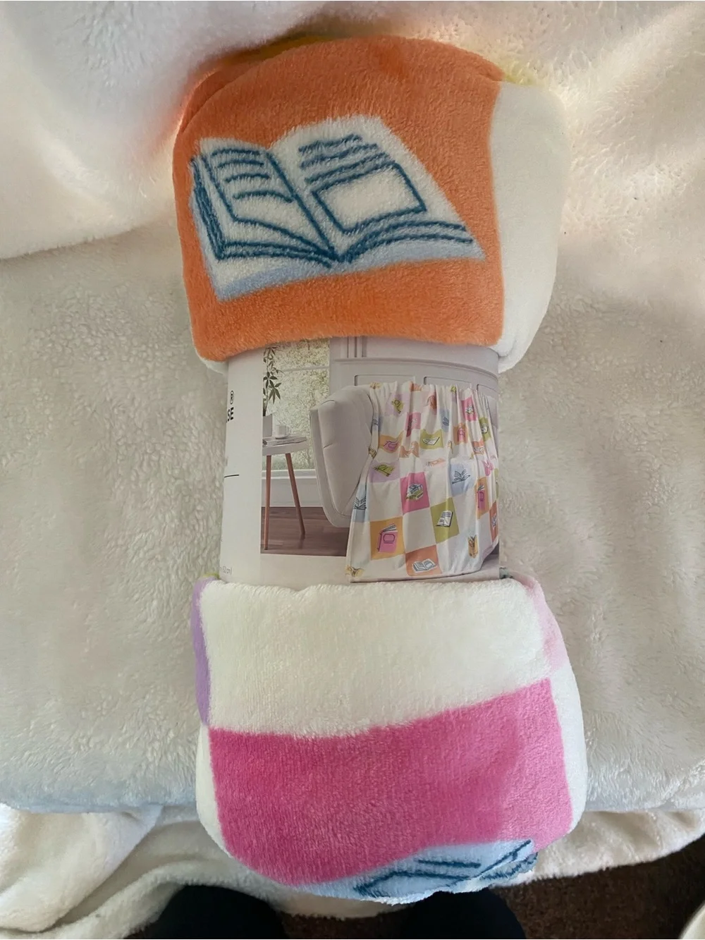 Pastel Book-Print Throw Blanket from Aldi